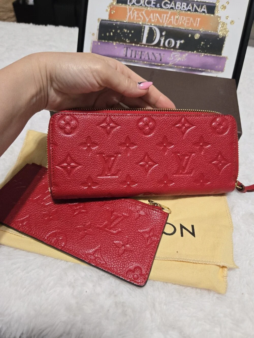 🔥 Louis Vuitton Empriente Leather Red Celemence Wallet With Pouch 🔥
